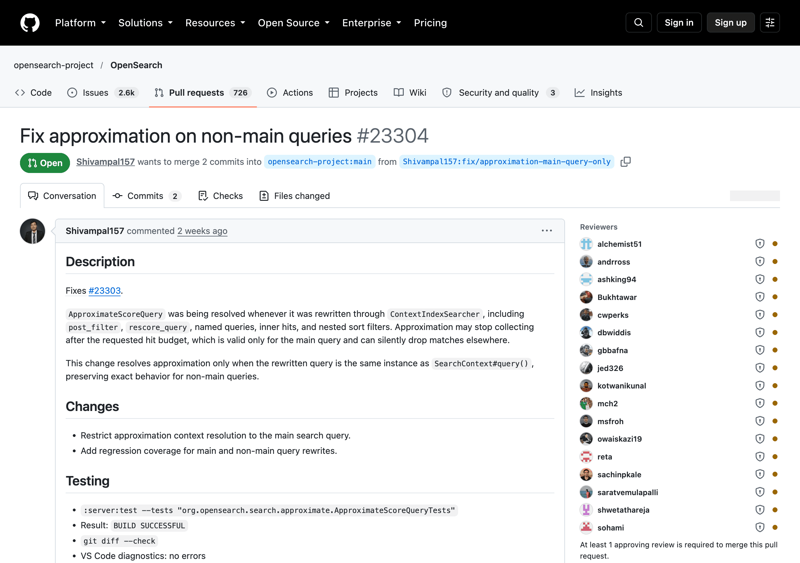GitHub 上の PR #23304 の画面